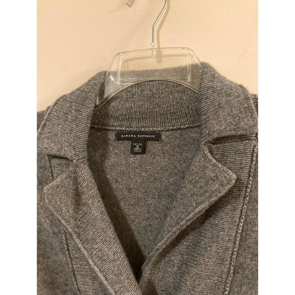 Banana Republic Gray Cardigan Double Breasted Size MP‎ Lambswool Cashmere - Picture 4 of 8